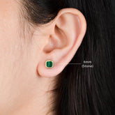 Malachite Stud Earrings - Cushion Shape Earrings - 925 Sterling Silver Stud - Birthday Gift - Handmade Stud - Gemstone Jewelry Gifts for Her